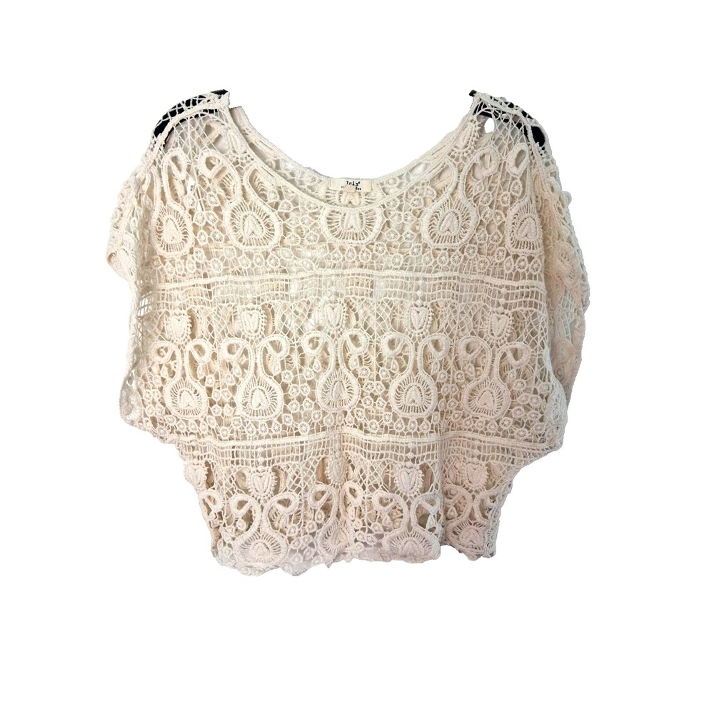Cream Crochet Crop Top Iris Los Angeles Size S/M Coastal Cowgirl‎ Boho Hippie
